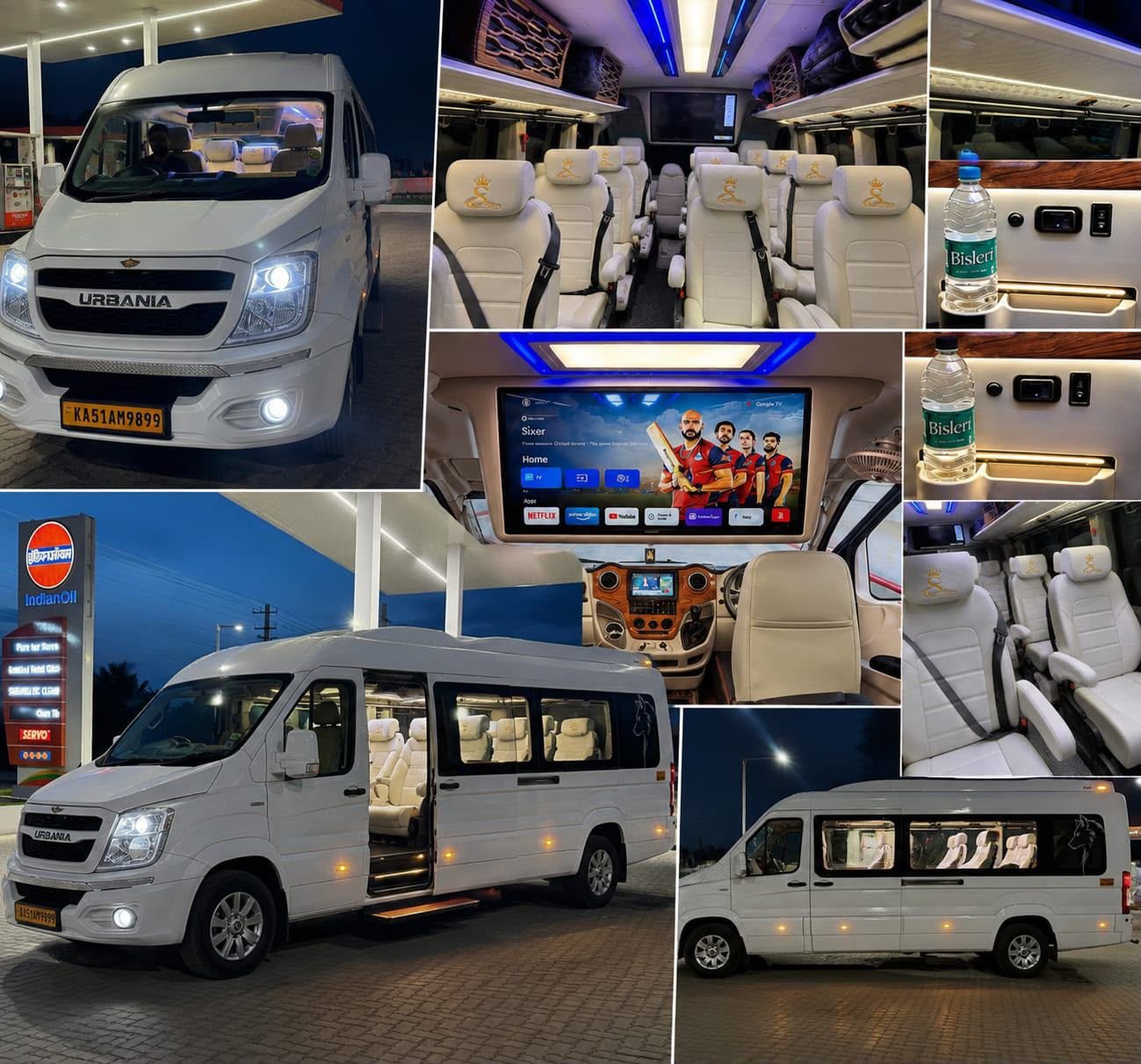 Force Urbania 9 seater hire Bangalore, luxury van interior